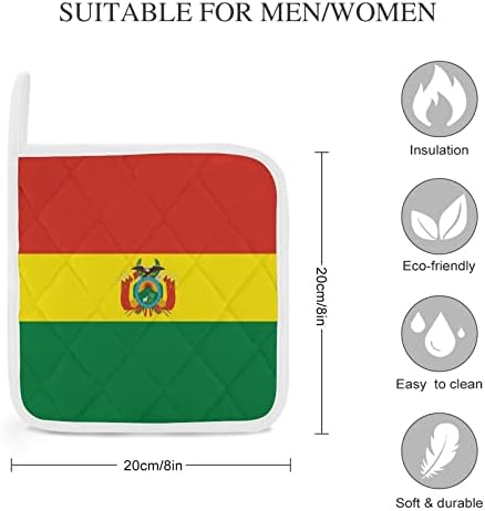 Кухненски ръкавици с Флага Боливия, Топлоустойчива Поставка за Топли Ястия, кухненски ръкавици за Готвене, Кухненски Комплект от 2 Теми