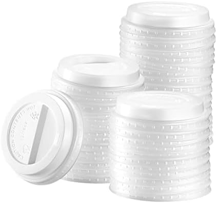 [Размер 100] за Еднократна употреба пластмасови куполна капак на 10, 12, 16 и 20 грама. Хартиена чаша за топла кафе - бяла