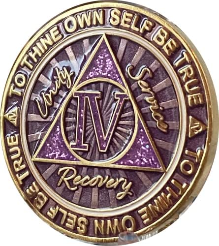 4-Годишният Медальон AA с Космически Виолетов Блясък, Златно Чип