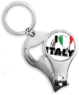 Аз Обичам Италия Дума Флаг Любов Сърцето Модел Ножица За Нокти Халка Ключодържател Отварачка за Бутилки Машина За Рязане