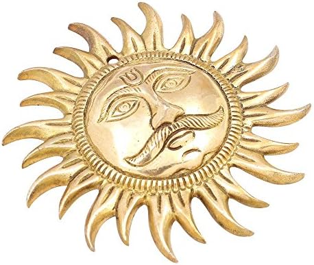 Индийски Полк От 3 Части Vocalforlocal Ръчно изработени Многоцветен Месинг Злато, с монтиран на стената Лампа Sun Face Стенни