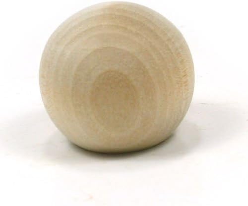 Mylittlewoodshop - Опаковка от 6 топки с плоско дъно с диаметър 2 инча с плоско дъно 1-3 / 16 от суров дървен материал (WW-WW-KBB200-6)