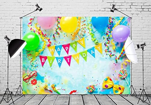 CORFOTO 9x6ft Текстилен Фон честит Рожден Ден Цветни Балони Сияние Подпори за рождения Ден на Фона на Балони на Рожден Ден на Фон за Момчета