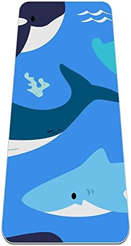 Дебела подложка за йога с акули и морски водорасли Премиум-клас, в екологично Чист Каучук Нескользящий подложка за здраве и