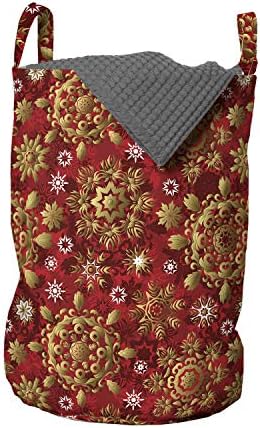 Чанта за дрехи Ambesonne с Червена Преговарящите, с Цветен Дизайн в стила на Коледа, Коледна Украса, Кошница за дрехи с