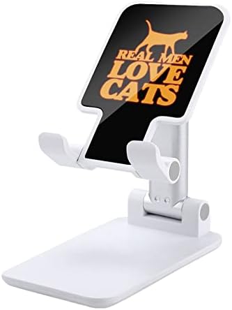 Истинските Мъже Обичат Котки Регулируема Поставка за Мобилен Телефон Сгъваеми Преносими стойка за Таблети за Офис Пътуване Селска Къща Стил В Бяло
