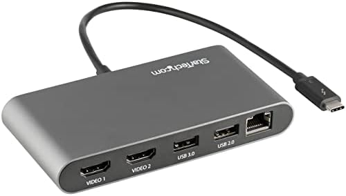 StarTech.com Мини зарядно устройство Thunderbolt 3 - Портативна докинг станция за два монитора с поддръжка на HDMI 4K 60