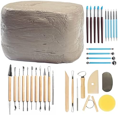 Натурална Въздушно-суха глина ReArt 10 килограма с 33 бр., набор от инструменти за скулптура от керамика, Набор от инструменти за скулптура