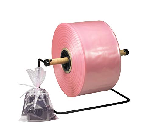 Ролка антистатична пластмасова тръба Aviditi, 9 x 2150, 2 Мил., розово - за найлонови торбички размер за опаковане и съхранение на