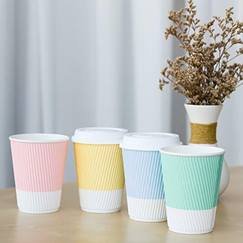 За еднократна употреба чаши за кафе Glowcoast с капаци - Кафеена чаша с капак по 12 грама в опаковка (80 комплекта). Трайни Пътни Картонени