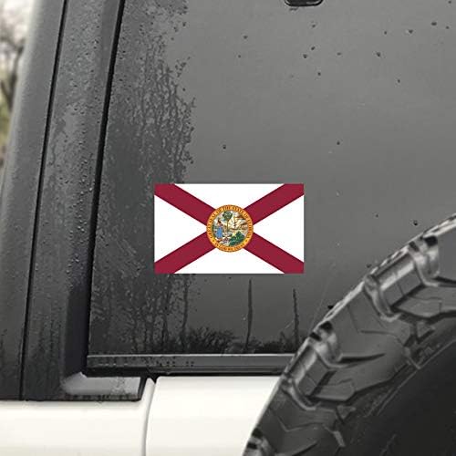 Vinyl Стикер с флага на Флорида, Стикер върху Бронята на прозореца на колата Sunshine State, 2, 5 инча, 3 инча, Ламинат ПРЕМИУМ