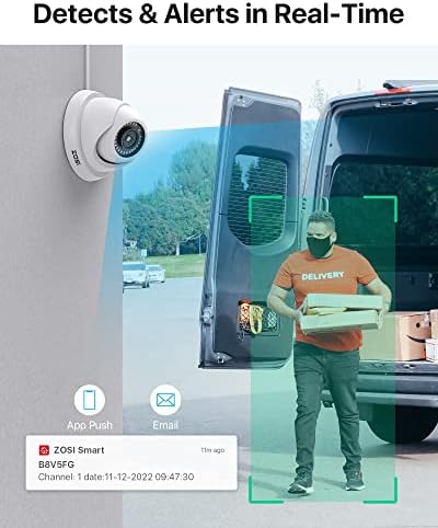 Система за домашно охранителна камера ZOSI H. 265 + 1080p за улицата, 5-мегапикселов видеорекордер Lite ВИДЕОНАБЛЮДЕНИЕ DVR, 8-канален и 8x1080 p Куполна камера, Отдалечен достъп, д