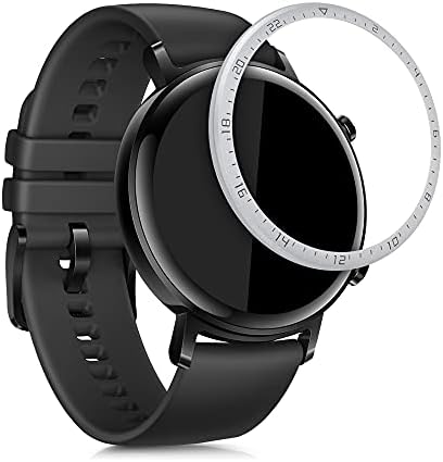 Защитно пръстен kwmobile, съвместимо с Huawei Watch GT2 (42 мм) - Алуминиево пръстен за смарт часовник - Сребрист /черен