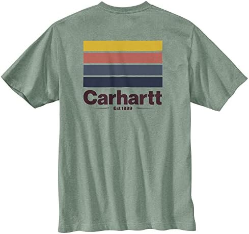 Мъжки модел Carhartt 105713 Свободно Намаляване с Модел под формата на Линията на джоба в Тежка категория с Къс ръкав