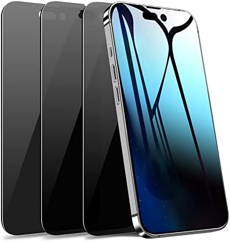 LYWHL [3 опаковки] за iPhone 14 Pro Max Защитно фолио за екран за поверителност, черен филм от закалено стъкло твърдост 9H за 6,7-инчов 2022,