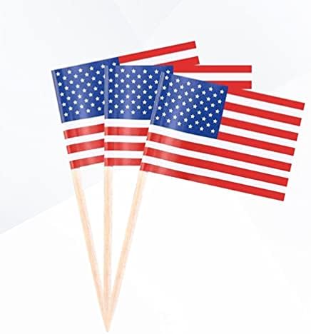 DOITOOL Флаг Америка 100 бр. клечки за Зъби с Американския Флаг, Знамена на САЩ, Мини-Пръчка, на 4 юли, Топперы за Кифли, американски
