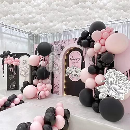 Набор от Гирлянди от черни и Розови Балони 104 БР., Вечерни Украса от Пастелни Розови и черни Балони 18 сантиметра на 12 Сантиметра