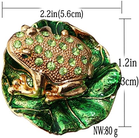 Waltz & F Lotus зелен диамант жаба Ръчно Рисувани Эмалированная Декоративна Ковчег За Бижута С Животни На Панти