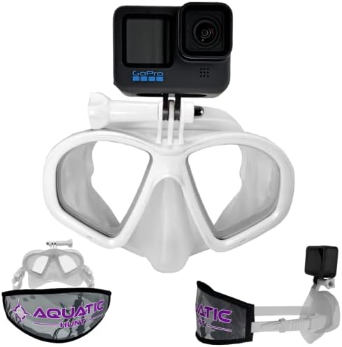 AQUATIC HUNT - Малообъемная маска за гмуркане на стена с подходящ за всички камери на GoPro® Hero, Плюс калъф за неопренового каишка за маска