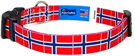 Нашийник за кучета Норвегия | Флаг на Норвегия | Быстросъемная обтегач | Произведено в Ню Джърси, САЩ | за много малки кучета