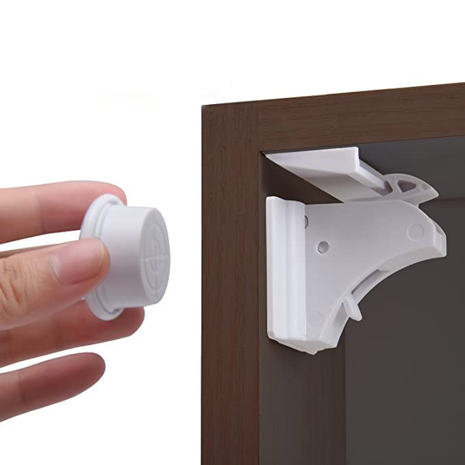 Магнитни Безопасни Скрити ключалки за чекмеджета на шкафа за деца и бебета Лесна инсталация - не се изискват инструменти или винтове (4 замъка