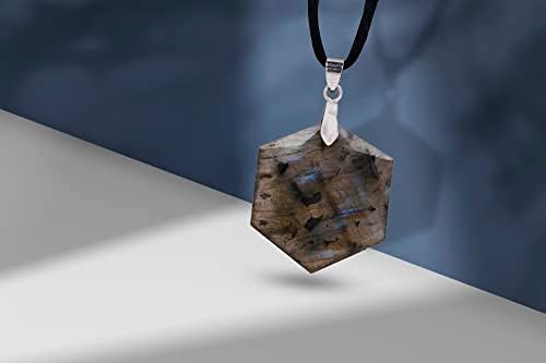 Лечебна колие от шестоъгълни кристали labradorite - За Гърлото чакра | Много Мистичен камък, Укрепване на интуицията си. Допринася
