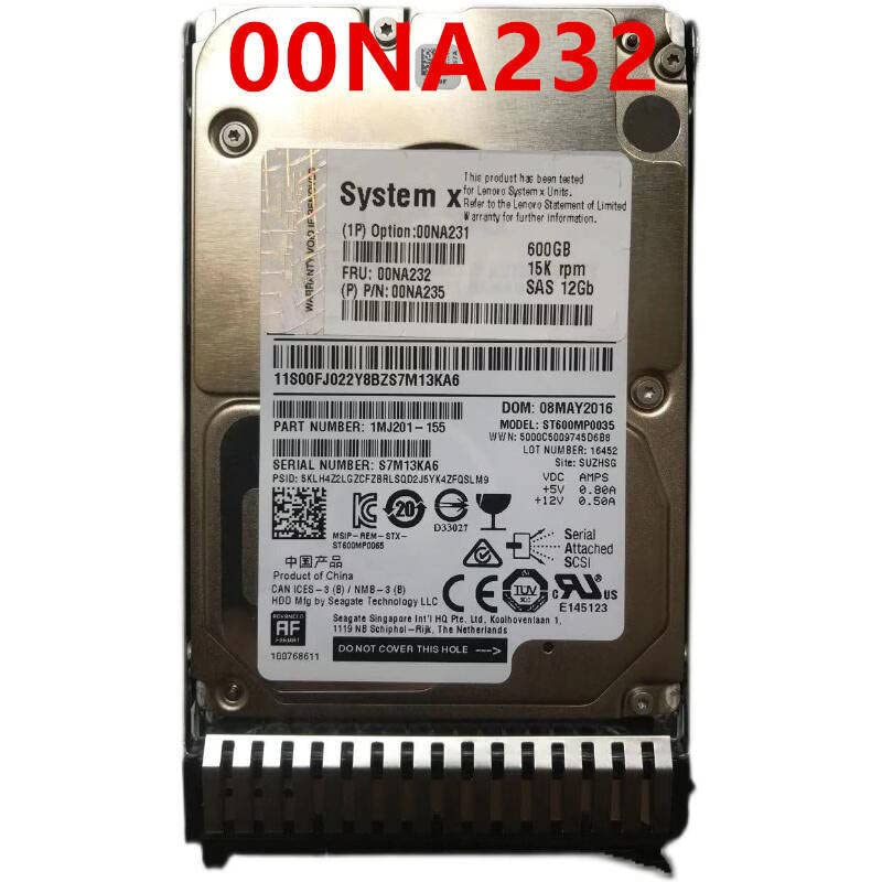 Средно твърд диск за X6 M5 600 GB 2,5 SAS 12 Gb/сек. 64 MB 15 за вътрешен твърд диск, за сървърен твърд диск за 00NA231 00NA232