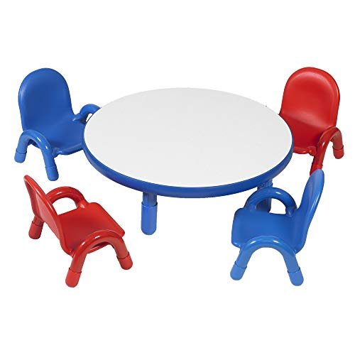 Комплект от 36-инчов Кръгла маса и 4 Стола Angeles Baseline за деца, Червено и Синьо AB74912PB5, Мебели за занимания с деца,