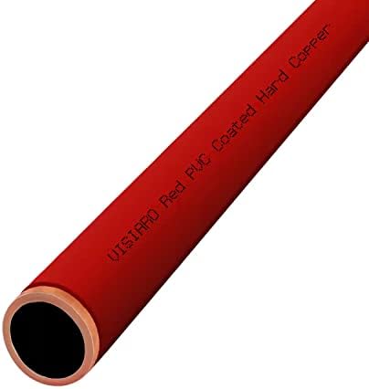Тръба от твърди медни Visiaro Red с PVC покритие, 10 фута, Външен диаметър 10 мм, Дебелина на стената от 19 мм, PVC покритие и 2 мм, Опаковка от 20