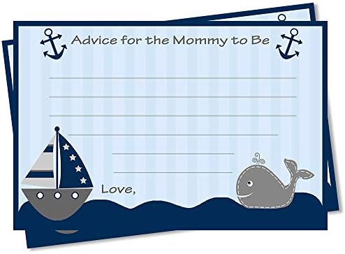 Пощенски картички със съвети за мореходству за мама, Детски душ, Ей, това момче, Сиво-сини на Котва в ивица с кит, Сив океан, 24 Отпечатани