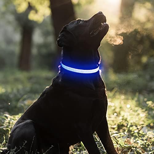 BSEEN Light Up Нашийници за кучета - Акумулаторна батерия led нашийник за кучета, Регулируема Отразяваща нашийник за кучета, Светещи в Тъмното