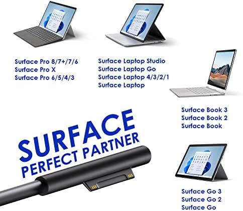 за зарядно устройство Surface Pro с мощност 65 W, съвместим с Microsoft Surface Pro 9, 8, 7+, 7, 6, 5, 4, 3, X, Лаптоп Windows Surface 5, 4, 3, 2, 1 Студио, Таблет Surface Go, Surface Book 3, 2, 1