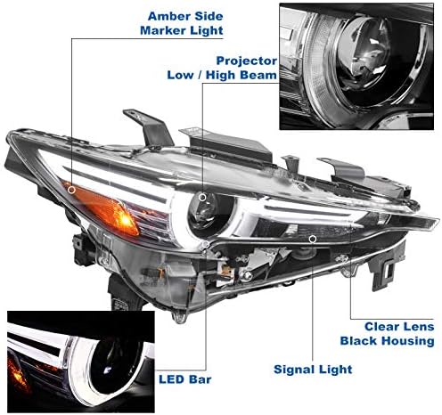 ZMAUTOPARTS led/AFS Проектор Фарове Налобный фенер Черен От страната на пътника е Съвместим с Mazda CX-5 2017-2019