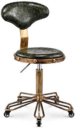 Столче за обработка на килими количка, Столче за нокти със Зелен седалка от Изкуствена кожа Регулируема Височина 43-58 см, Поддържан тегло