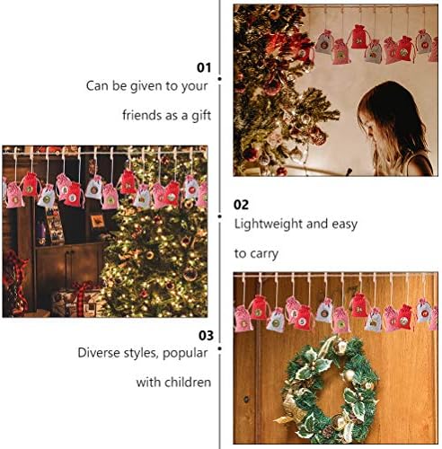 DOITOOL 1 Комплект Коледни подаръци пакети с Обратното Броене на Времето, Тъканни Чанти на съвсем малък (Различни цветове), Коледна Украса,