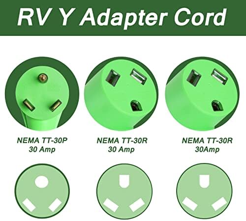 Адаптер за сплитер АВТОБУСА до 30 Ампера, Захранващ адаптер RV Y от 30 Ампера до (2) 30 Ампера, NEMA TT-30P до (2) NEMA TT-30R, Штекерная