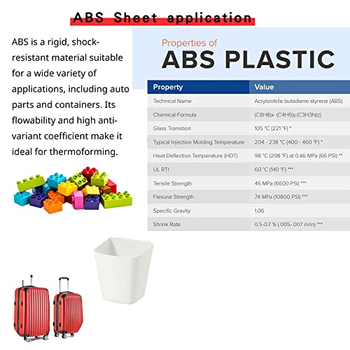 ABS-черен Пластмасов лист 1/4 x 12 x 12 Канава на Вакуумно формоване с 1 ръка (опаковка от 8 броя)