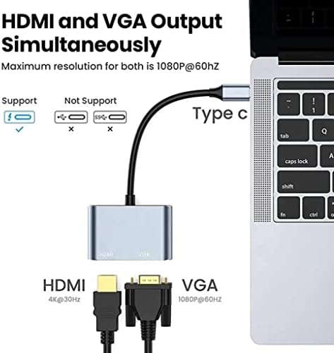 Адаптер FDBV USB C-HDMI, VGA, Тип C-VGA-C USB 3.0 адаптер с два монитора