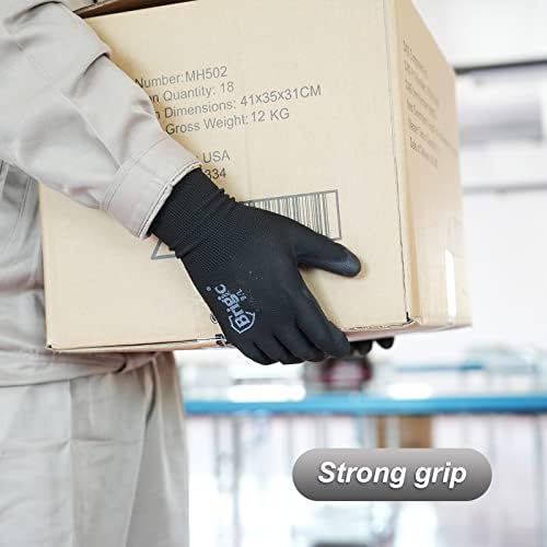 Работни ръкавици Brigic 12 двойки с антиоксидантна полиуретанова боя покритие, Екологично чисти, Работни Ръкавици за мъже и жени, Отлично сцепление, Обемна опаковка Че