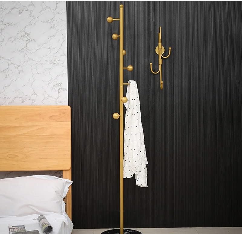 Закачалка за дрехи WXYNHHD, закачалки от ковано желязо, закачалки за спални, всекидневна, от пода до тавана (цвят: черен)