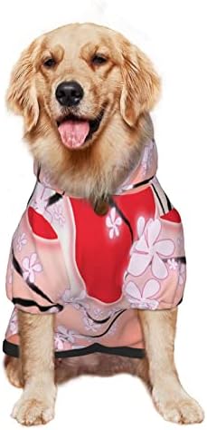 Hoody с качулка за големи Кучета с Азиатски-Розов цвят-Japan Дрехи за домашни любимци Пуловер с Шапка Мека Облекло за Котки Палто Голям