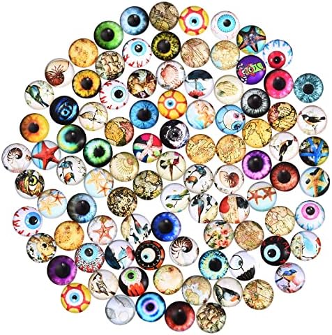 BEEFLYING 100 бр Разнообразни Стъклени Кабошонов от Уроки Драконови Очи Плоски Кабошоны Цветна Куполна Камъни за Scrapbooking за извършване