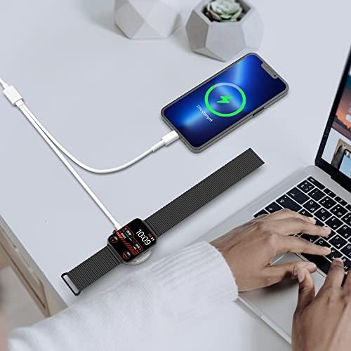 Зарядно устройство, USB C за Apple Watch, iPhone 2 в 1 и iWatch, Магнитен 6 фута кабел за бързо зареждане с монтиране на зарядно устройство