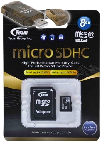 Високоскоростна карта памет microSDHC Team 8GB Class 10 20 MB/Сек. Невероятно бърза карта за Samsung Galaxy 551 Ace S5830 Подходящ за S5670.