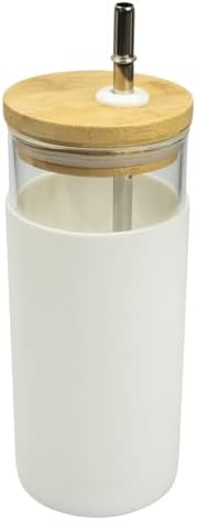 Стъклени буркани AmzFan 20 грама, за Многократна употреба, Boba Cup, Кафеена чаша С лед, Непроливаемая, за Шейкове, с бамбук капак, силиконово