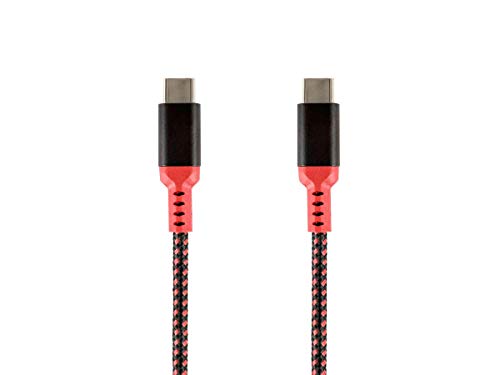 Кабел за зареждане и синхронизация Monoprice Stealth USB 2.0 Type-C-Type-C с дължина 1,5 метра - Червен | До 3 / 60 W, бързо
