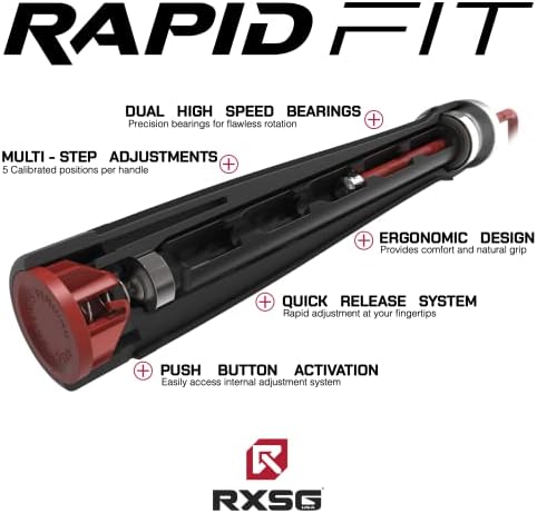 RX Smart Gear RapidFit скачане на въже | Регулируемо въже за скачане с Ергономични Дръжки с двойни Лагери, Фитнес-скачане на въже