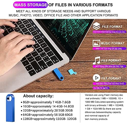 LMMDDP Черен USB флаш памет от 64 GB 128 GB 32 GB Водоустойчив флаш памет от 16 GB, 8 GB флаш памет USB 2.0 с USB Stick (Размер: