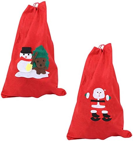 2 елемента Коледен Текстилен Подаръчен Пакет От Нетъкан текстил С Принтом Дядо Коледа, Снежен човек, с Подарък Чанта
