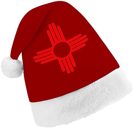 Коледна шапка на дядо коледа Сан Зия от Ню Мексико, червена коледна шапка, празнични сувенири, коледни аксесоари за партита